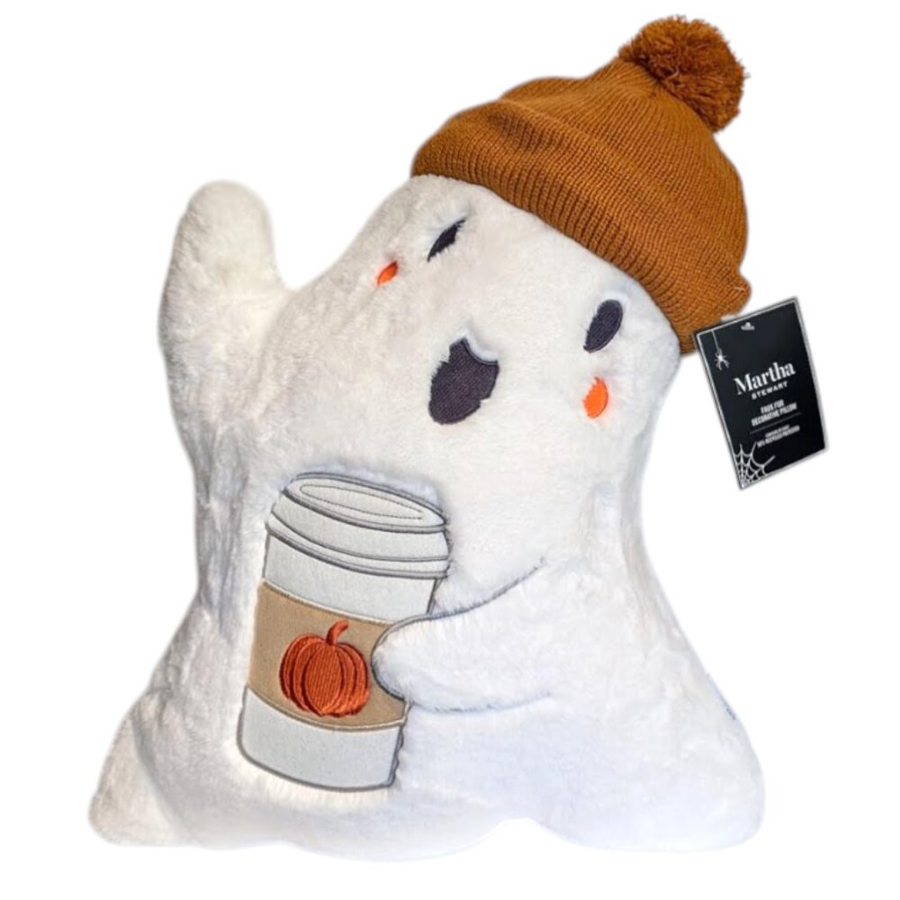 Martha Stewart Pumpkin Latte Large Faux Fur Ghost Pillow